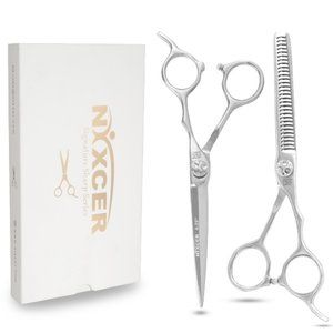 NIXCER SIGNATURE SERIES ARC HAIR CUTTING AND THINNING SCISSORS (SILVER)